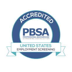 A seal that says accredited professional background screening association.